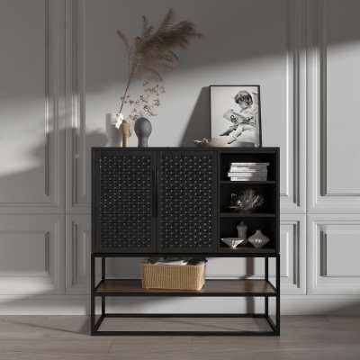 现代藤编餐边柜3D模型下载